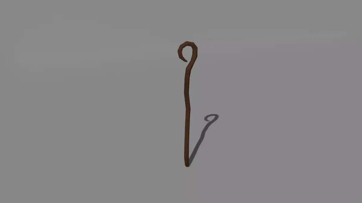 Stylized Wizard Simple Wooden Staff Low-poly 3D model