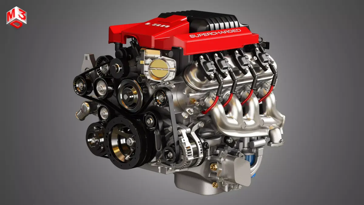 LSA Engine - V8 Supercharged Engine 3D model