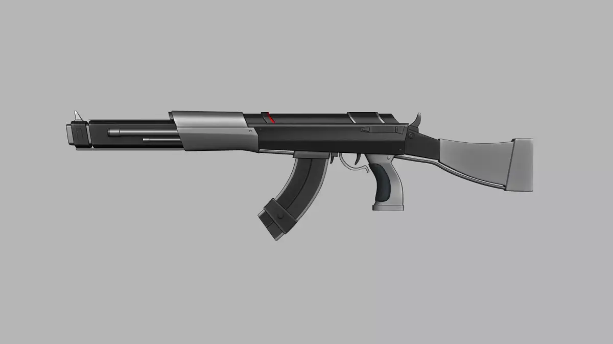 Sci-Fi Carbon Fiber AK-47 - Gun Weaponry Low-poly 3D model