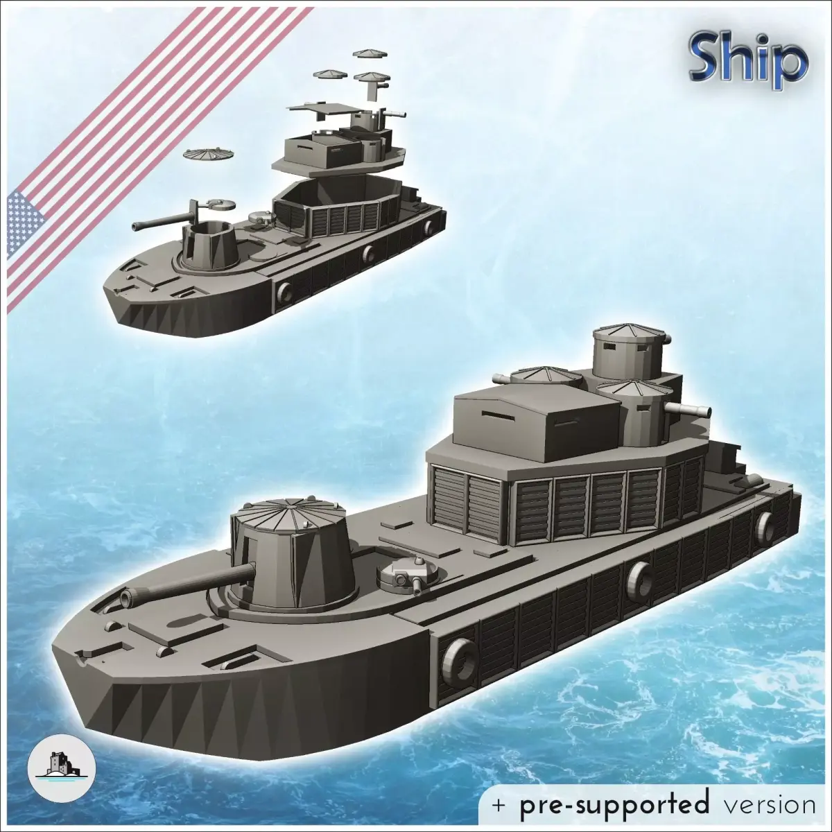 LCM-6 ATC CCB Charlie Monitor river boat - Modern WW2 WW1 World  3D print model