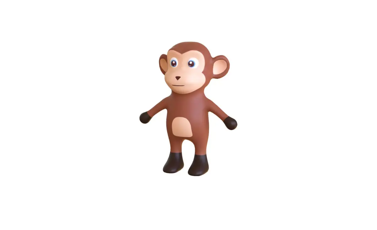 High-Quality 3D Cute Monkey for Games Low-poly 3D model