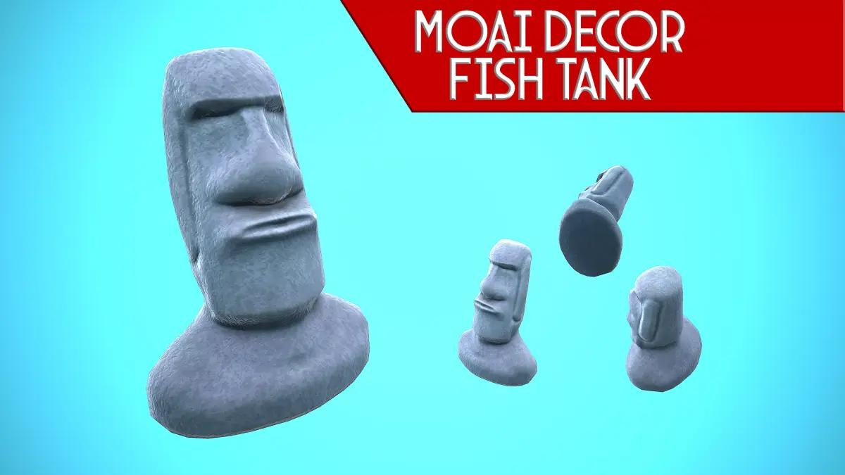 MOAI DECOR FISH TANK CARTOON STYLIZED Low-poly 3D model