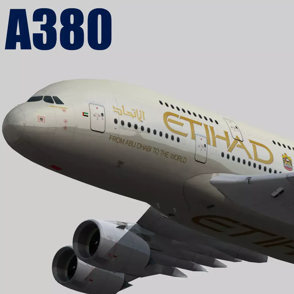Airbus A380-8 Etihad Airways livery Low-poly 3D model