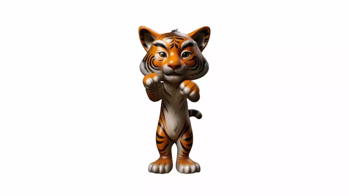 Indochinese Or Corbett Tiger Running In Water 3d Render 3D model