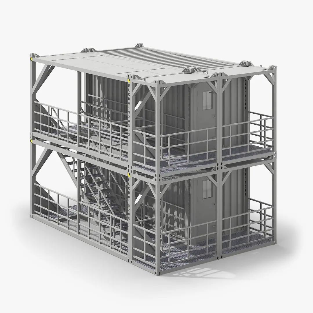 Industrial Two-Level Access Platform Gray 3D model