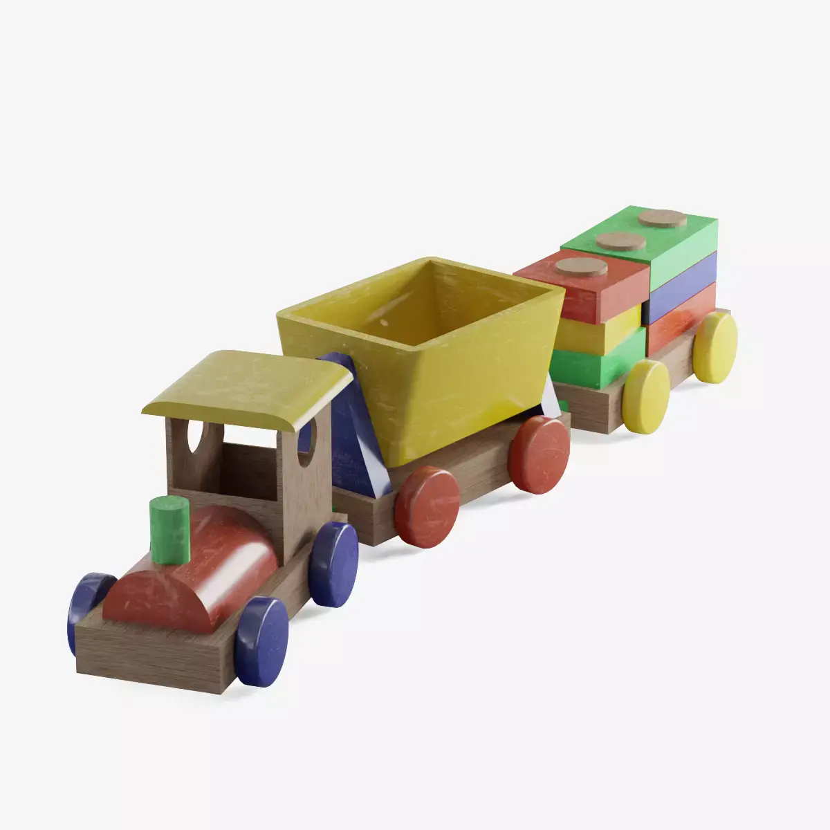 Toy Train Set Low-poly 3D model