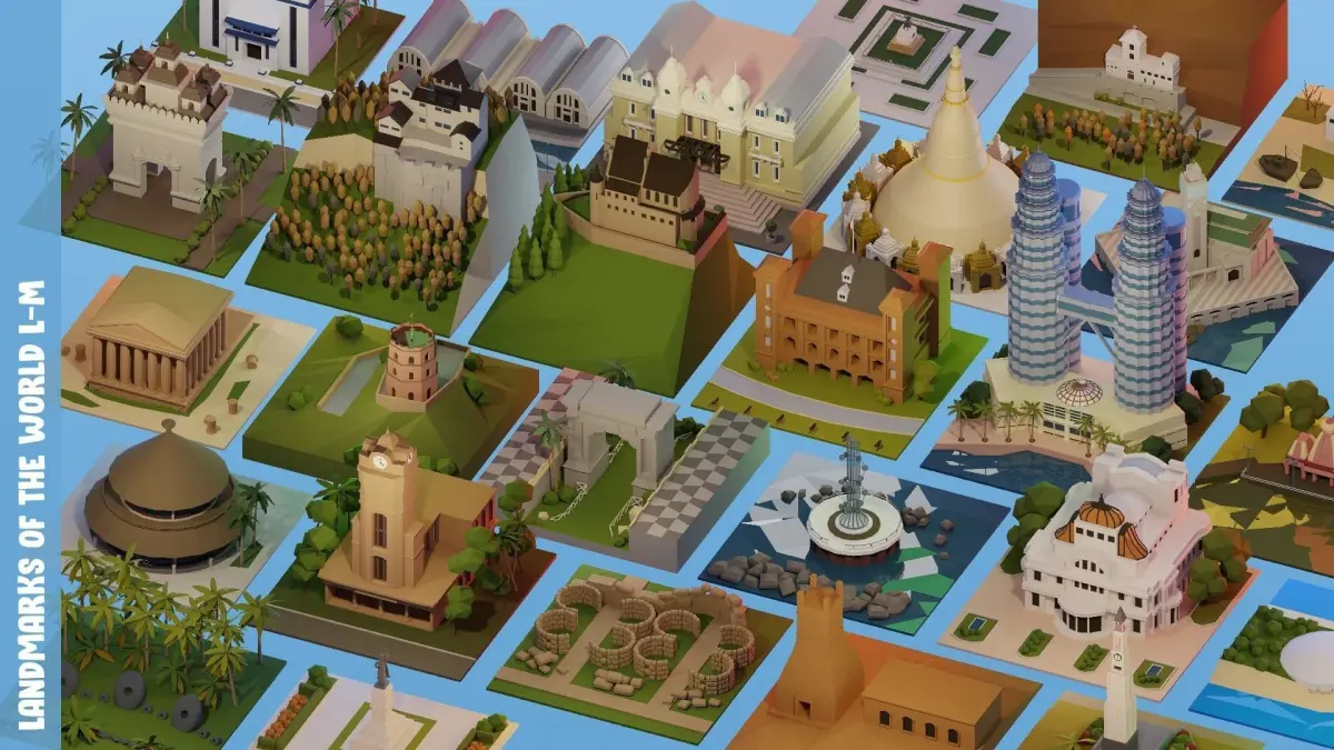 Landmarks of  the world L-M Low-poly 3D model