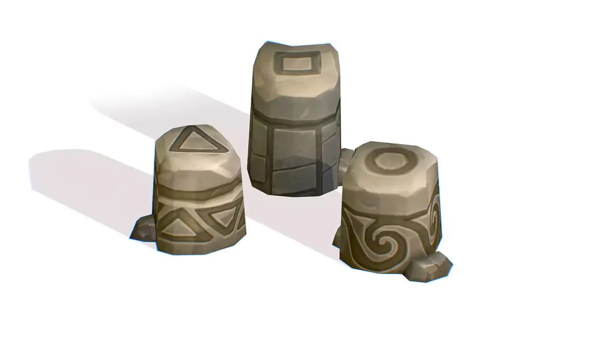 Handpaint Cartoon Stone Memorial Totem Symbol Low-poly 3D model buy