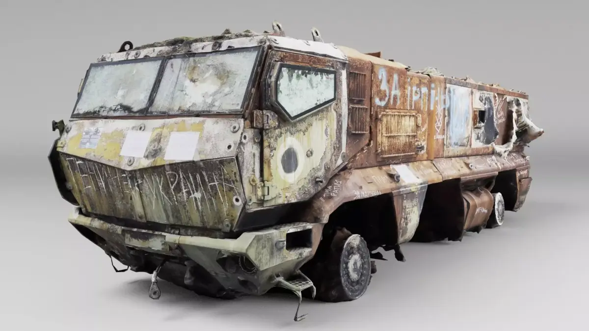 destroyed russian KAMAZ-63968 Typhoon-K MRAP vehicle  3D model