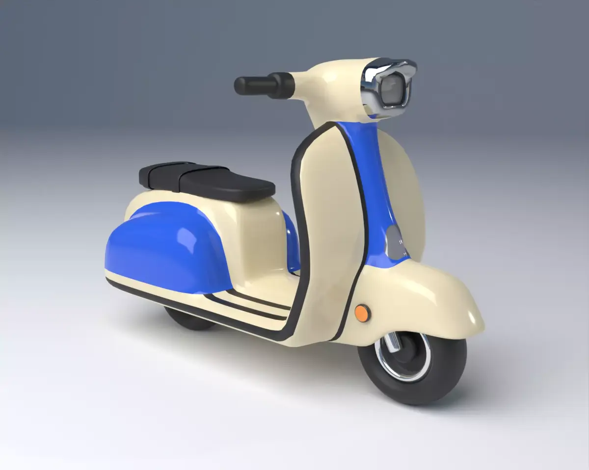 Classic Illustration Motorcycle Scooter Low-poly 3D model