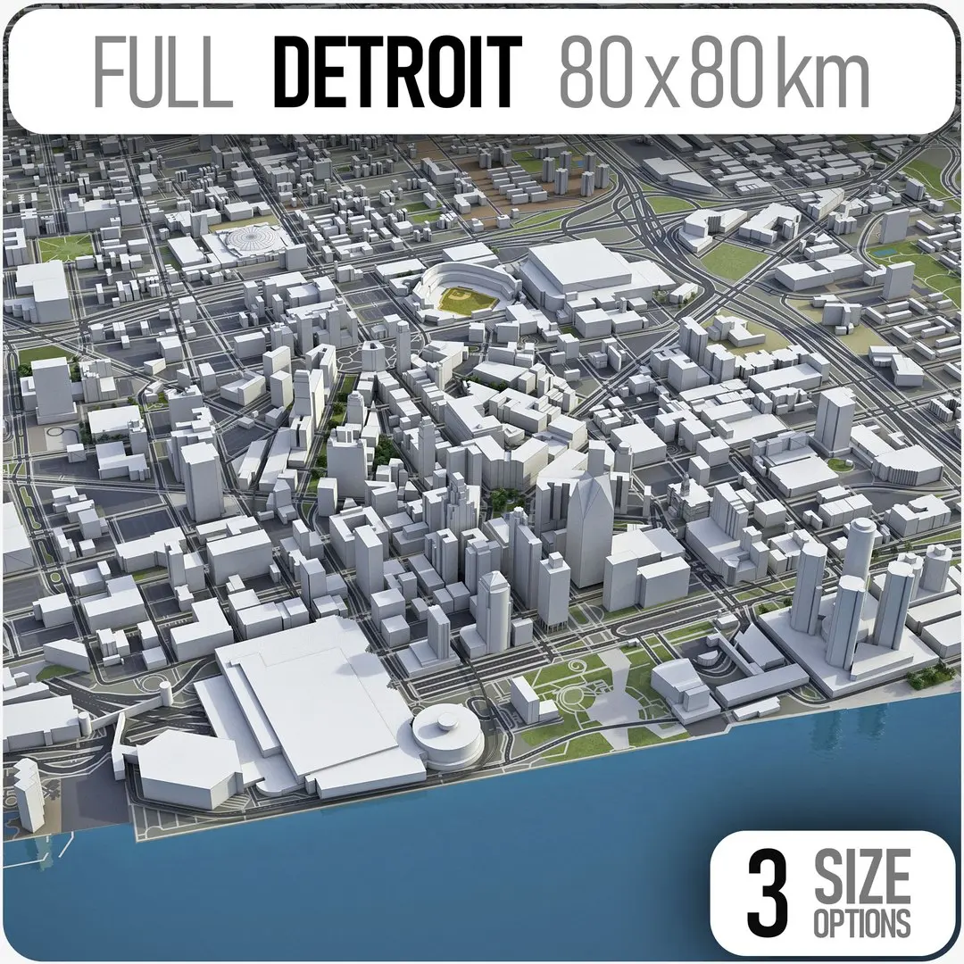 Detroit - city and surroundings 3D model
