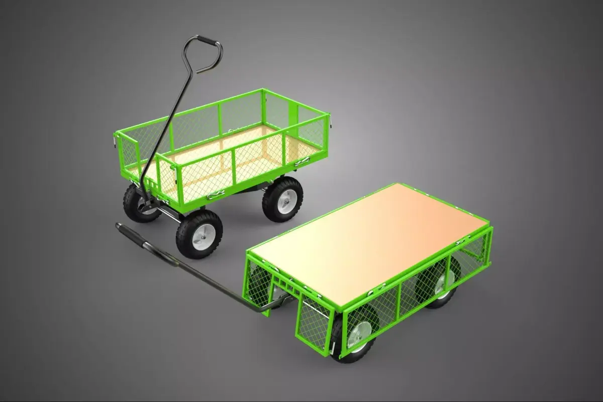 MESH RACK TRAY WAGON CART UTILITY TROLLEY TRAILER GARDEN FARM 4W 3D model