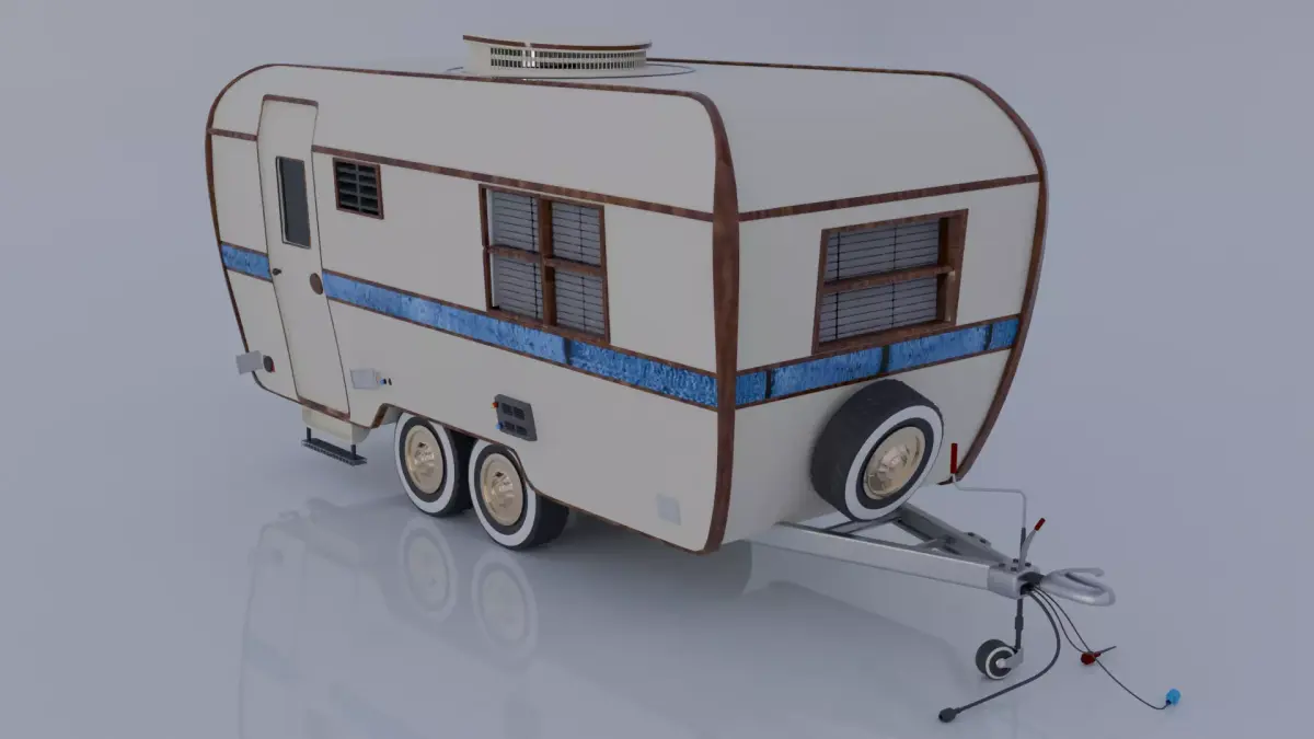 Camping trailer Low-poly 3D model