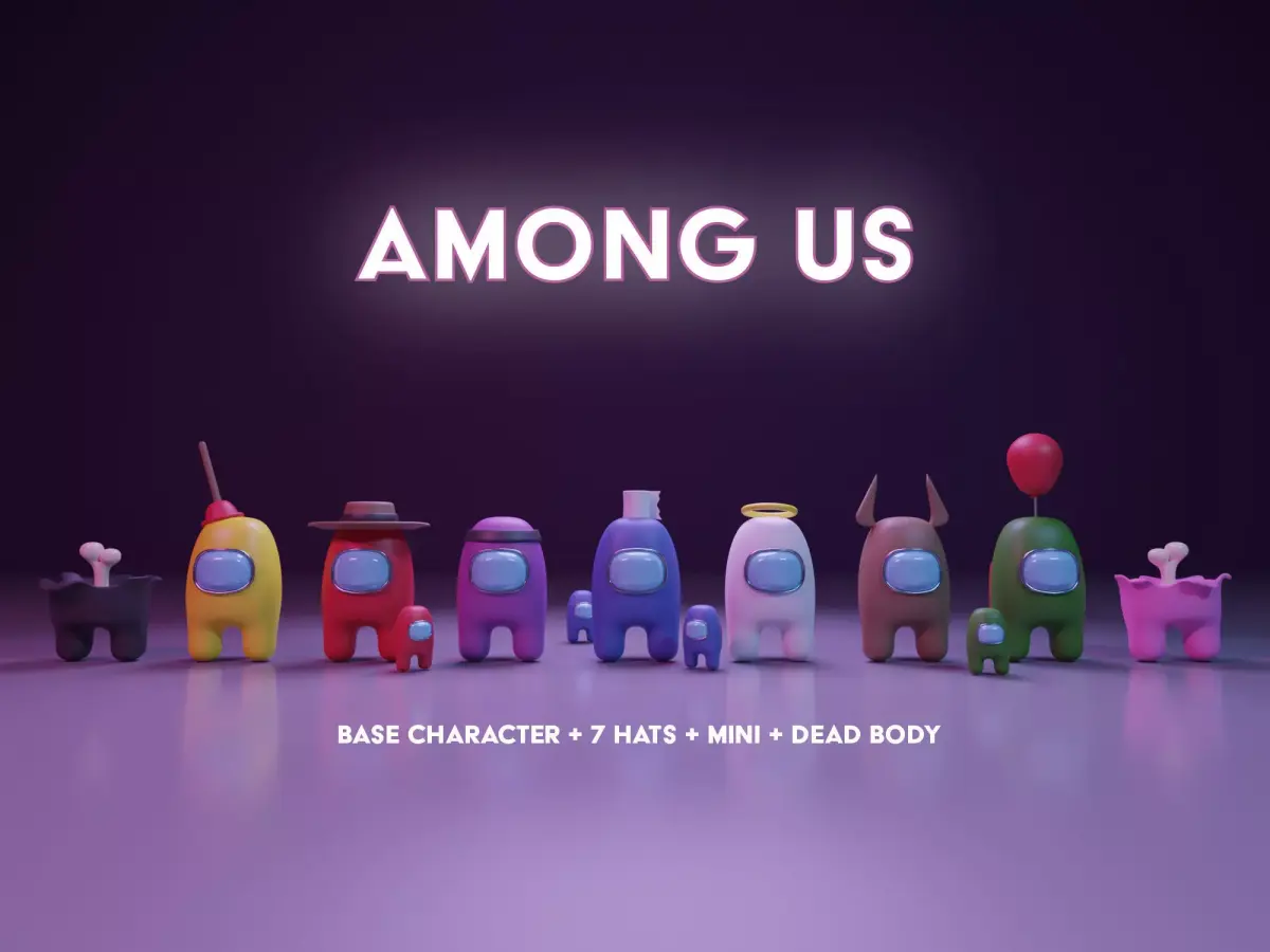 Among Us Character Pack - Basic Character - Hats and Mini Low-poly 3D model