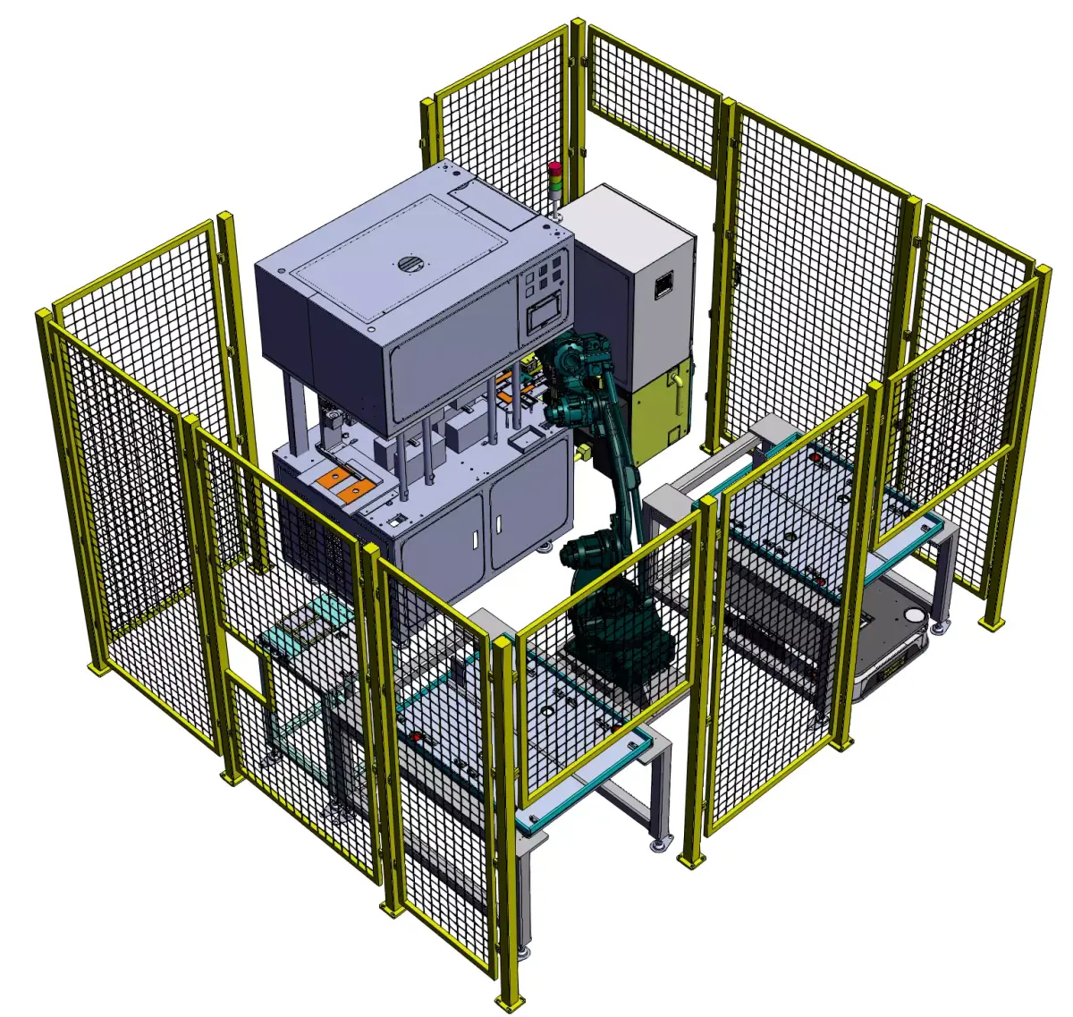 Aluminum mold shaping robot loading and unloading station 3D model