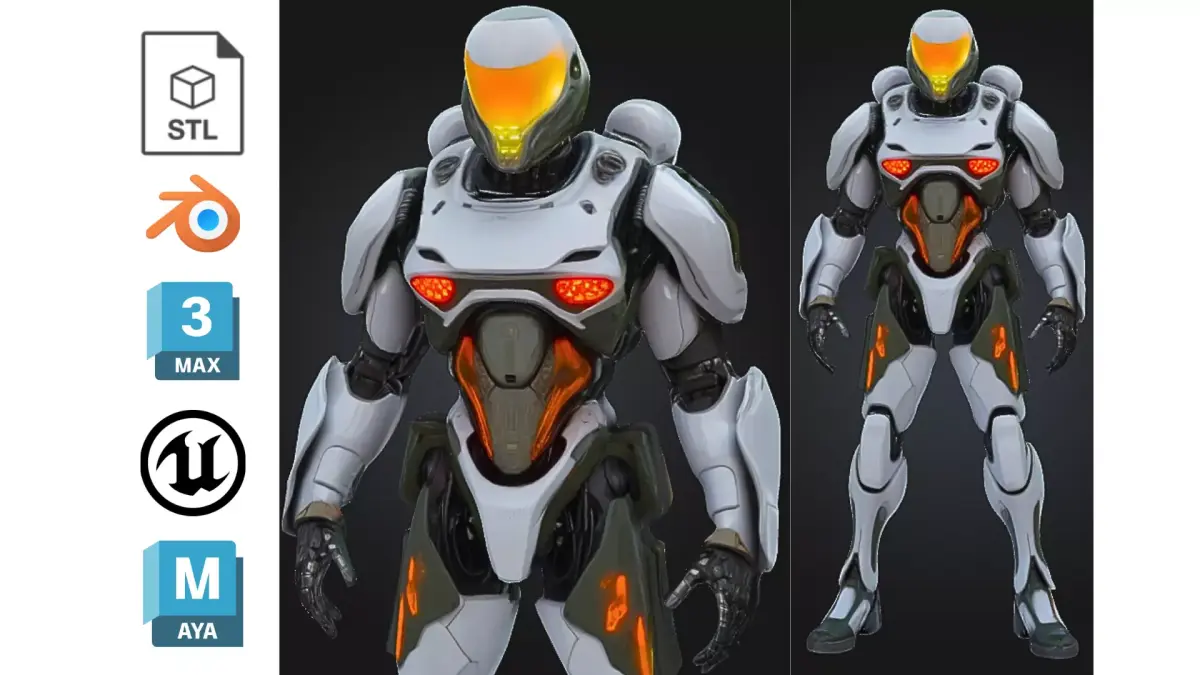 Cybernetic Robot Soldier Low-poly 3D model
