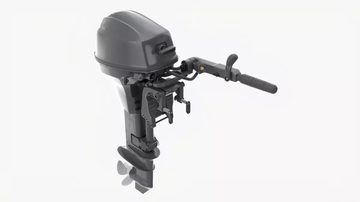 Outboard portable boat motor with tiller 3D model