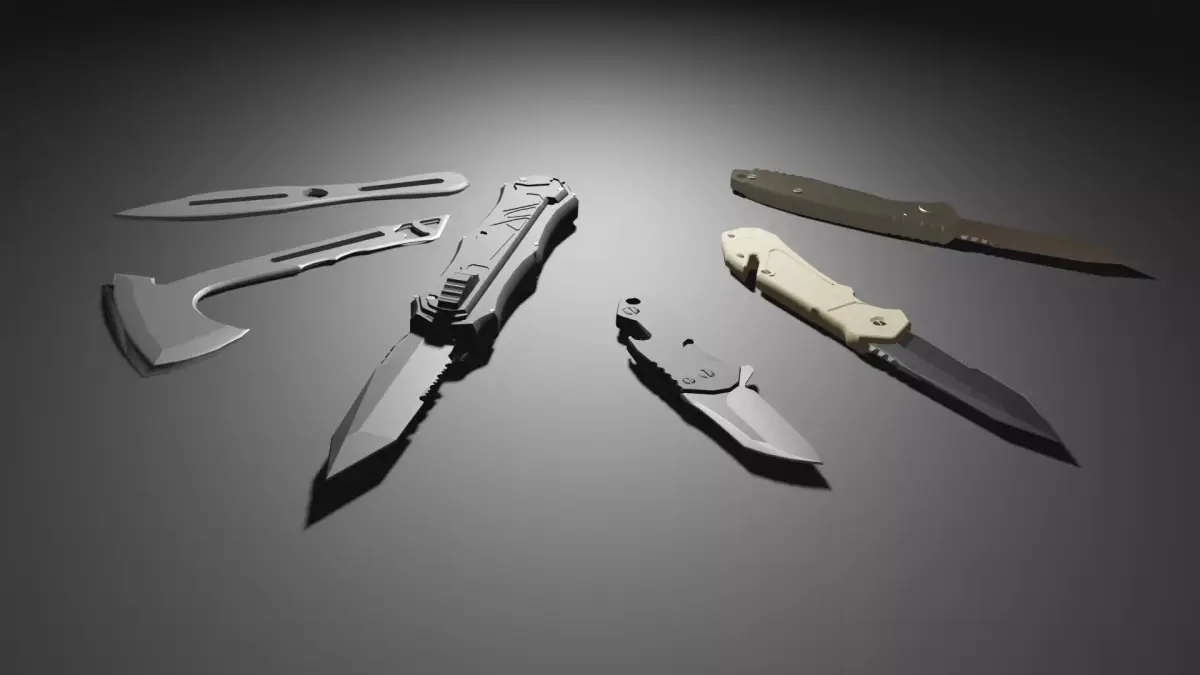 Tactical Smith And Wesson Knives pack Low-poly 3D model