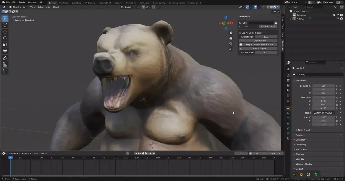 Simple Anthropomorphic Bear Free 3D model