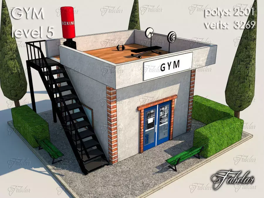 Gym Level Low-poly 3D model 4