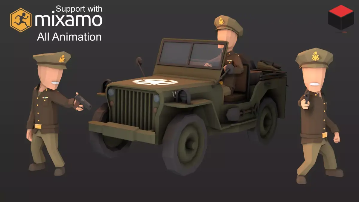 WW2 Us Commander Low-poly 3D model