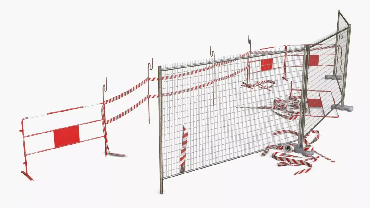 Construction Safety Elements Low-poly 3D model