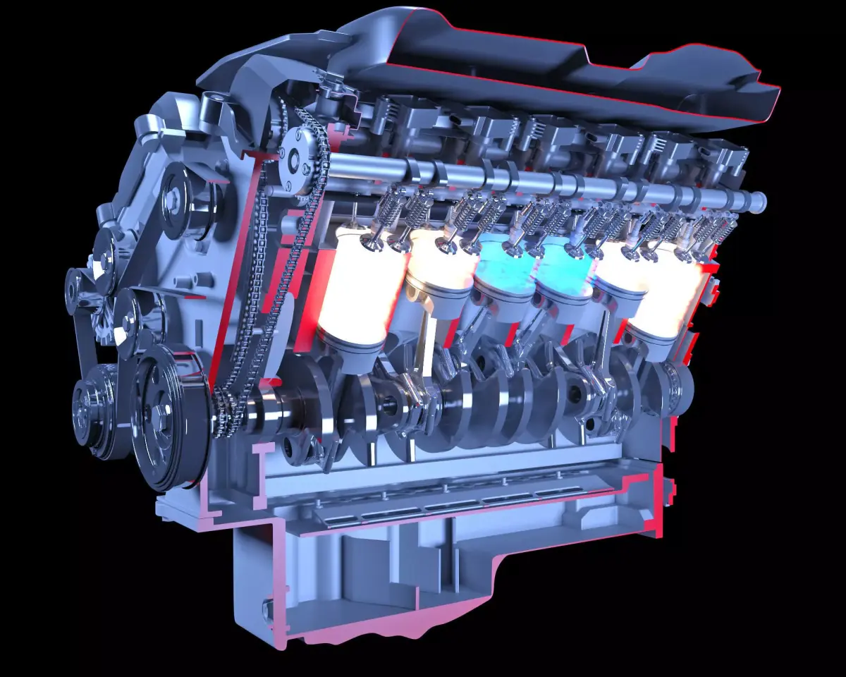 V12 Engine Sectioned Animation Ignition 3D model