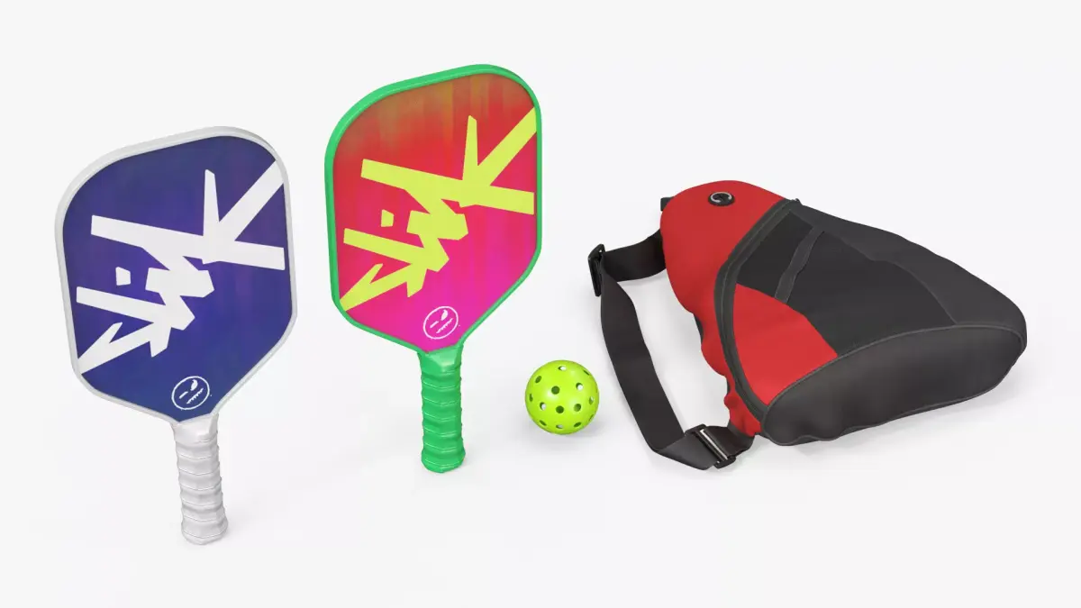 Pickleball Set with Rackets Bag and Ball 3D model