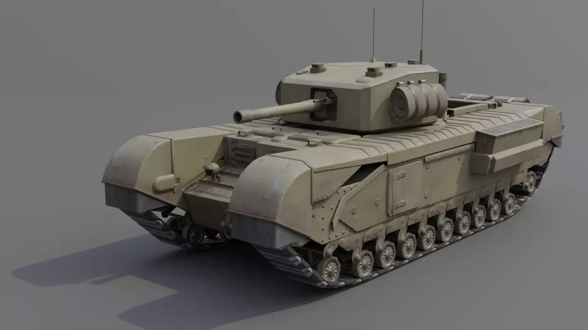 Churchill MK III Infantry Support Heavy Tank Low-poly 3D model