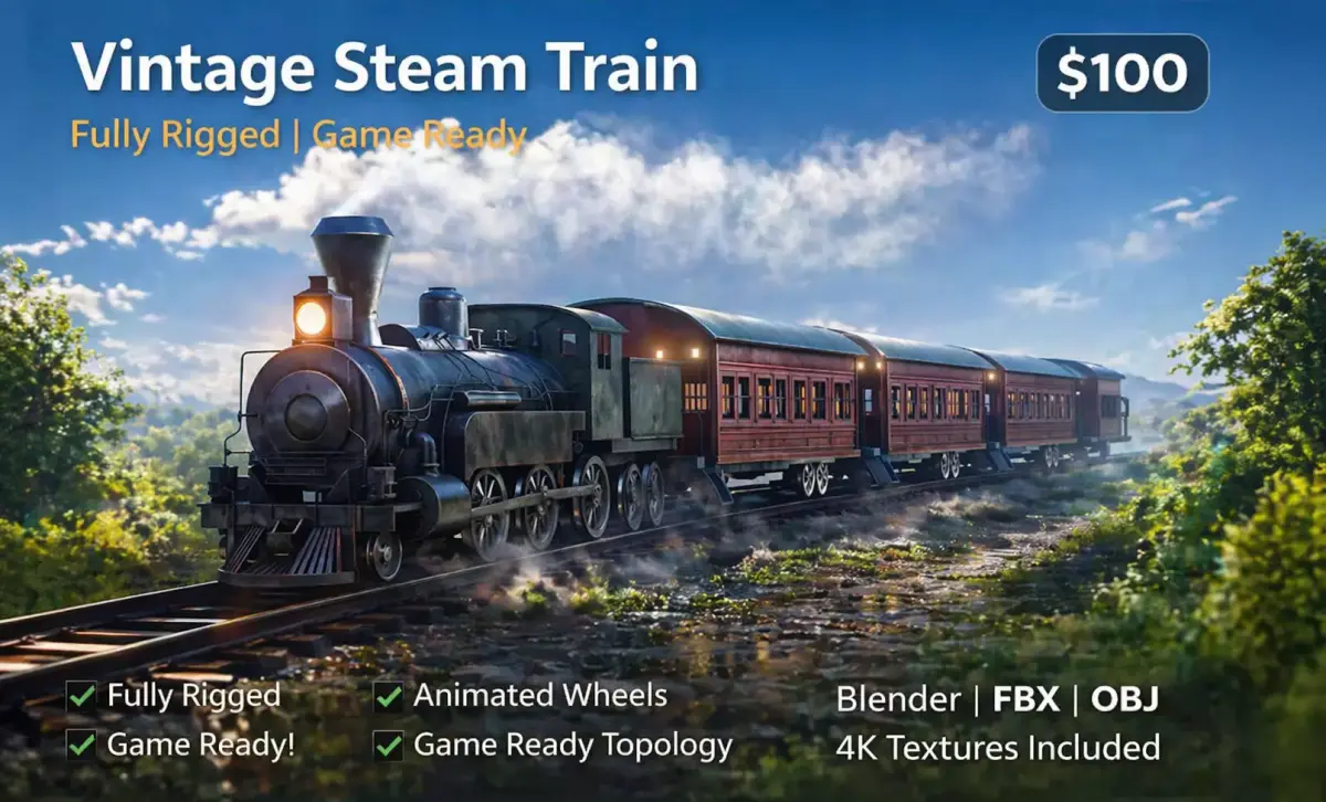 Locomotive Train Low-poly 3D model