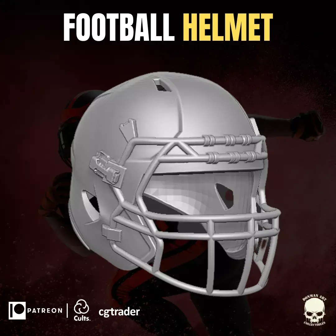 American Football Helmet 3D printable file for Action Figures 3D print model