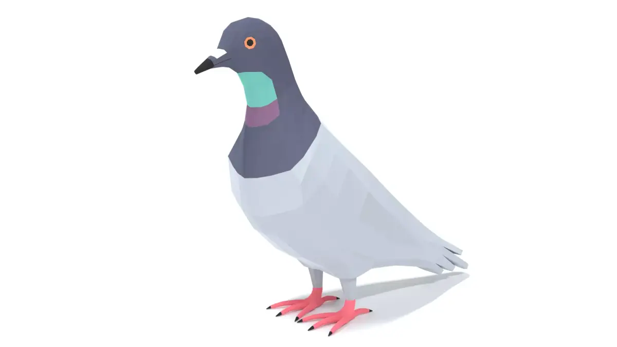 Low Poly Cartoon Pigeon Low-poly 3D model
