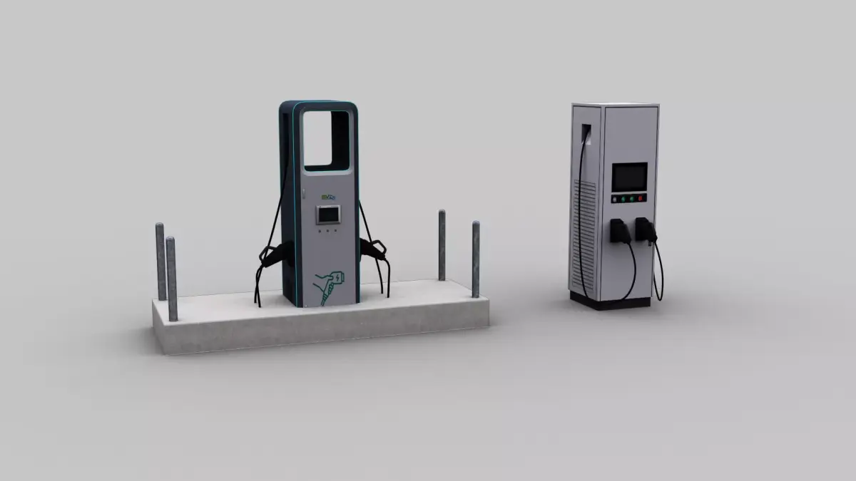 Electric Vehicle Chargers pack 3 Low-poly 3D model