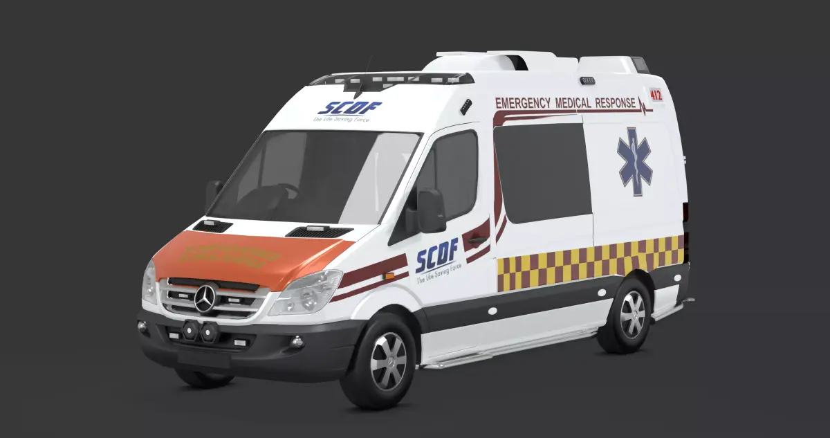 SCDF Mercedes benz Sprinter Emergency Ambulance 3D model