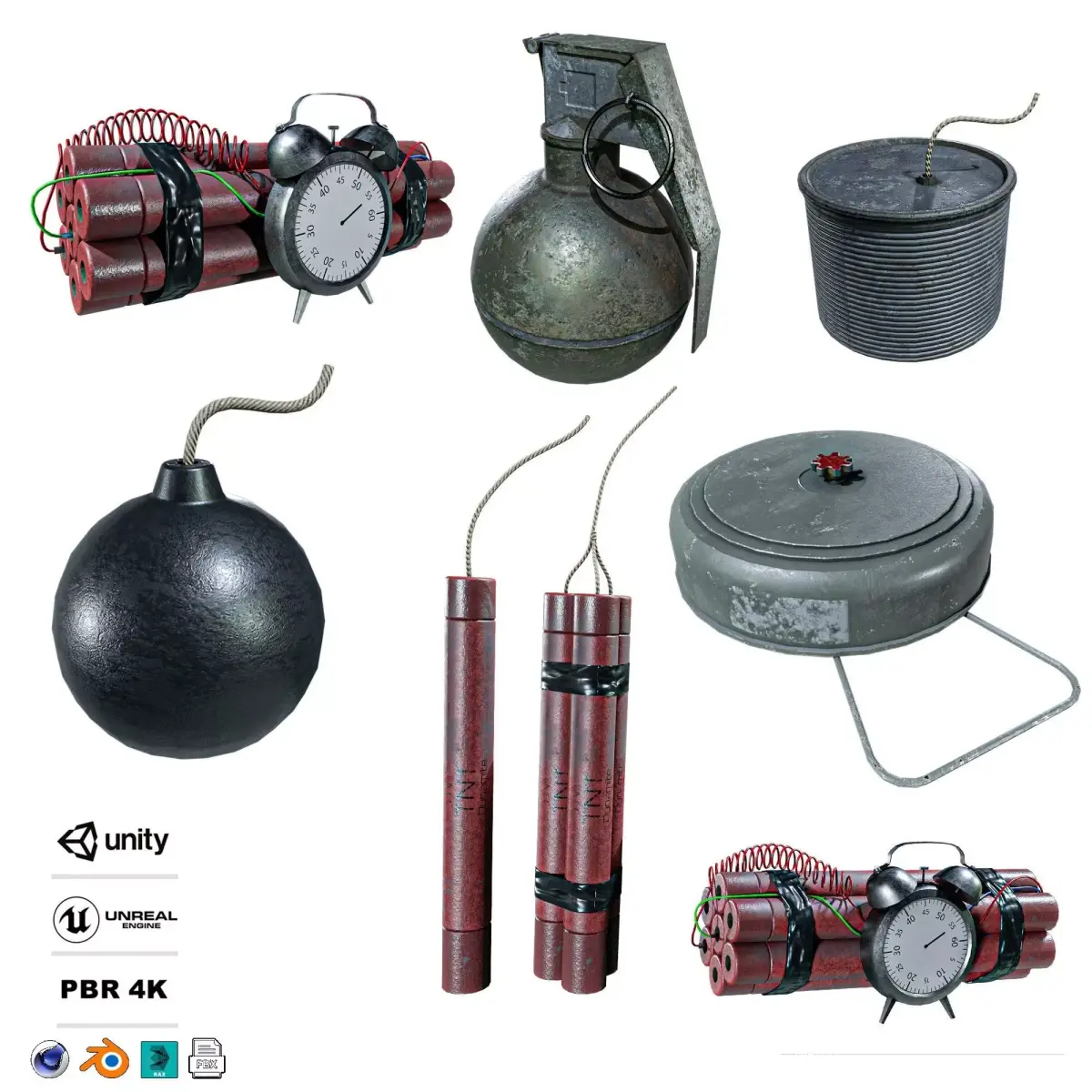 Explosive   7  Pack Low-poly 3D model