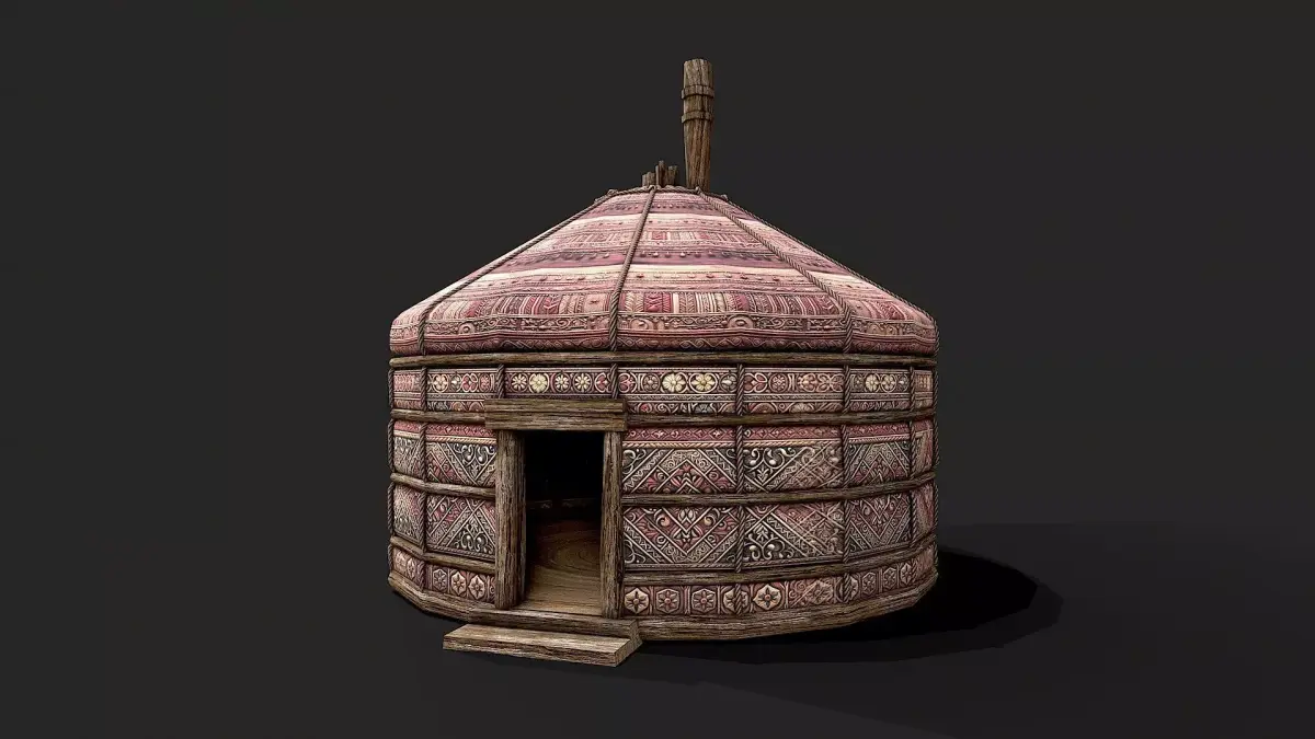 Traditional Yurt Nomads Tent with Interior 4 Low-poly 3D model
