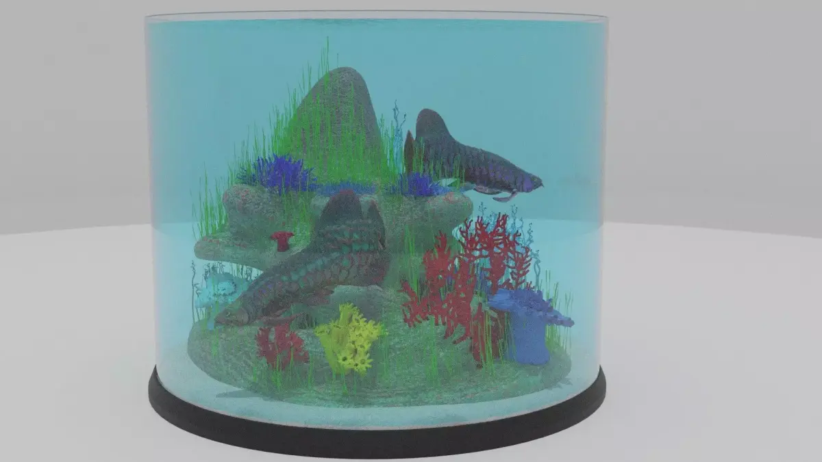 Aquarium in glass container 3D model