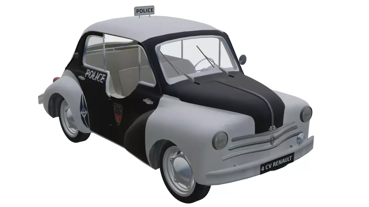 Renault 4CV Police car Low-poly 3D model