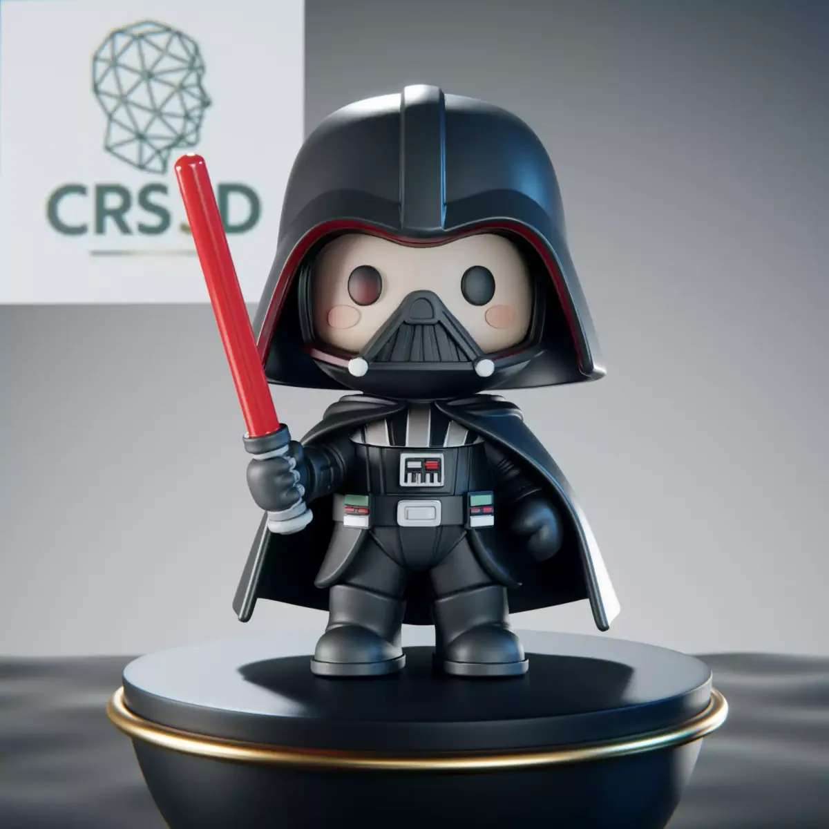 Meditative Darth Vader Chibi Statue - Dark Side Art Toy 3D print model