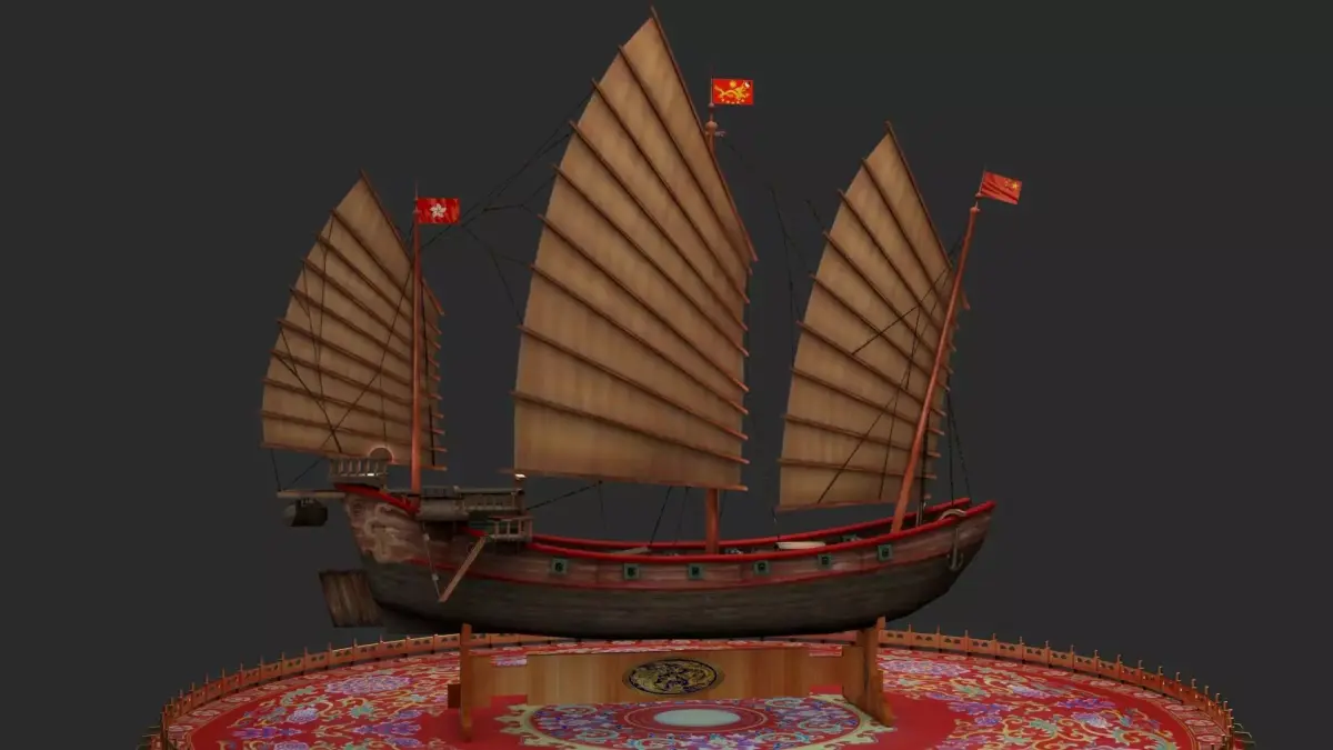 Chinese junk ship Low-poly 3D model purchase