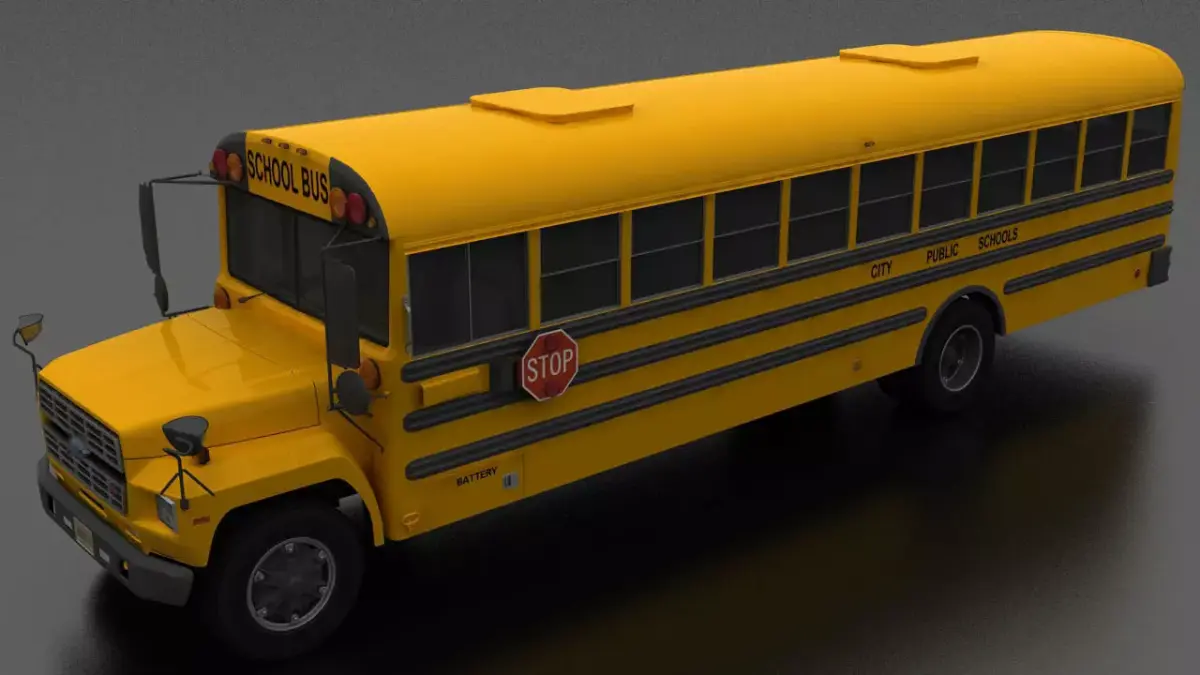 B-Series B-800 School Bus 1985 Low-poly 3D model