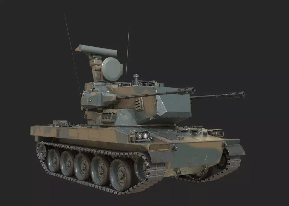 2 coatings of JSDF Type 87 self-propelled anti-aircraft gun Low-poly 3D model