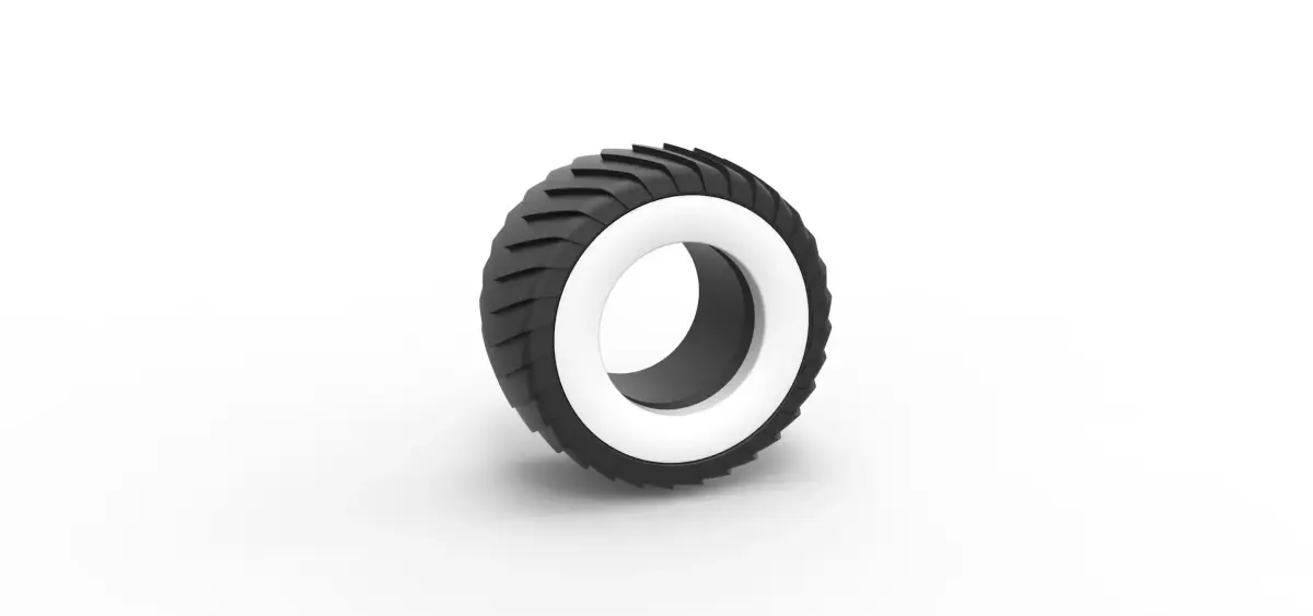 Pulling truck Whitewall tire 2 Scale 1 to 25 3D print model