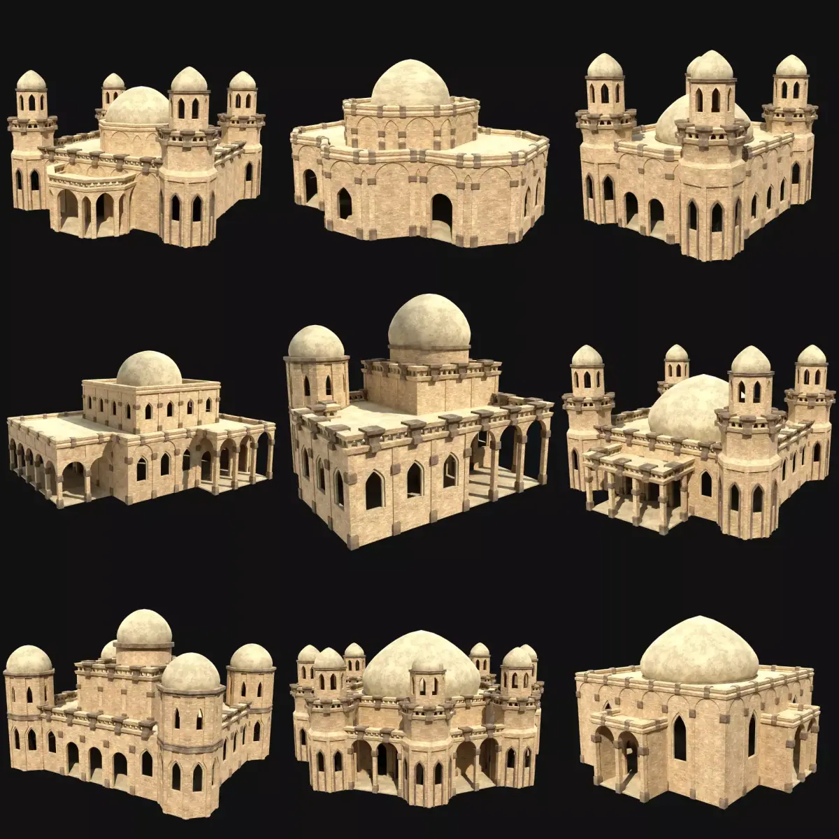 ARAB ARABIC DESERT TURKISH TEMPLE CHURCH COLLECTION Low-poly 3D model