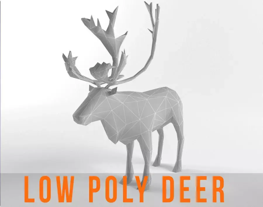 Christmas Deer Elk Moose Mammal Raindeer Animal Low Poly Low-poly 3D model