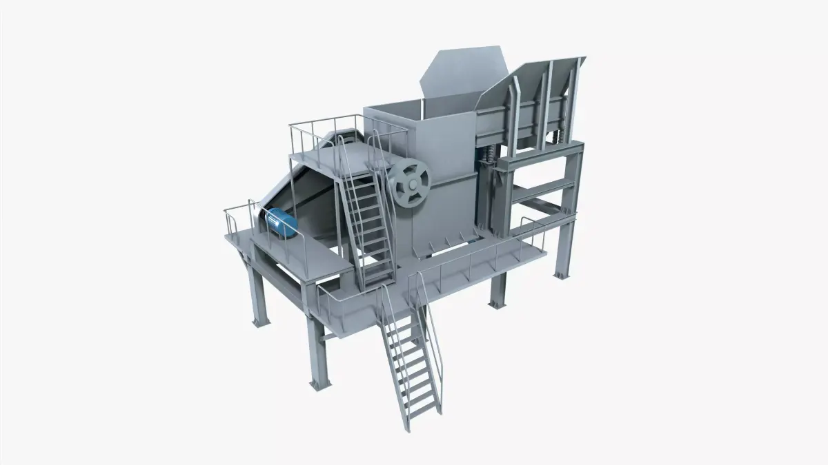 Industrial Shredder Machine Low-poly 3D model