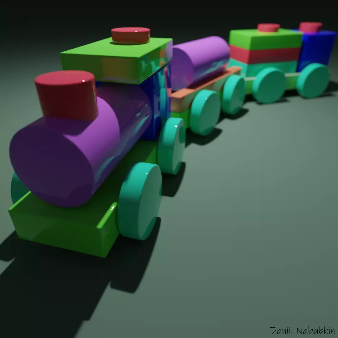 Toy Train Low-poly 3D model
