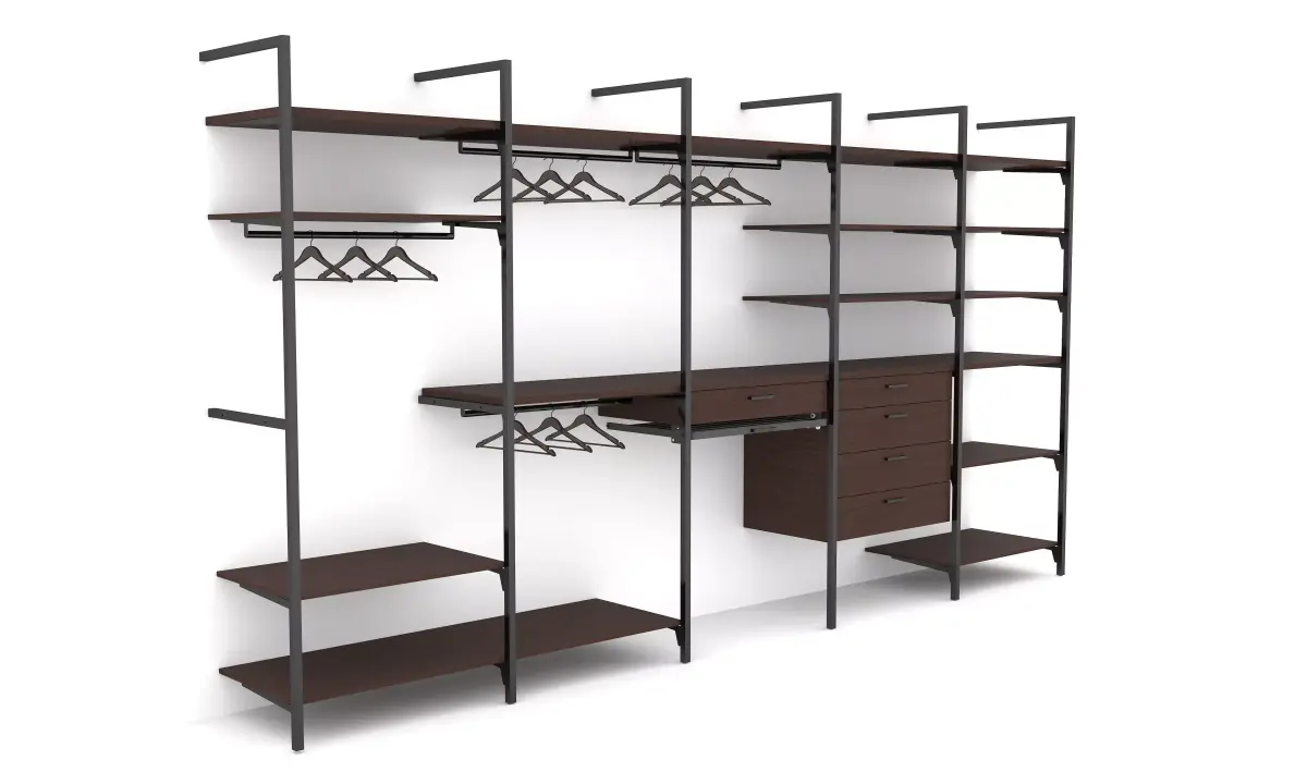 Slotted Metal Retail Shelving System 3D model