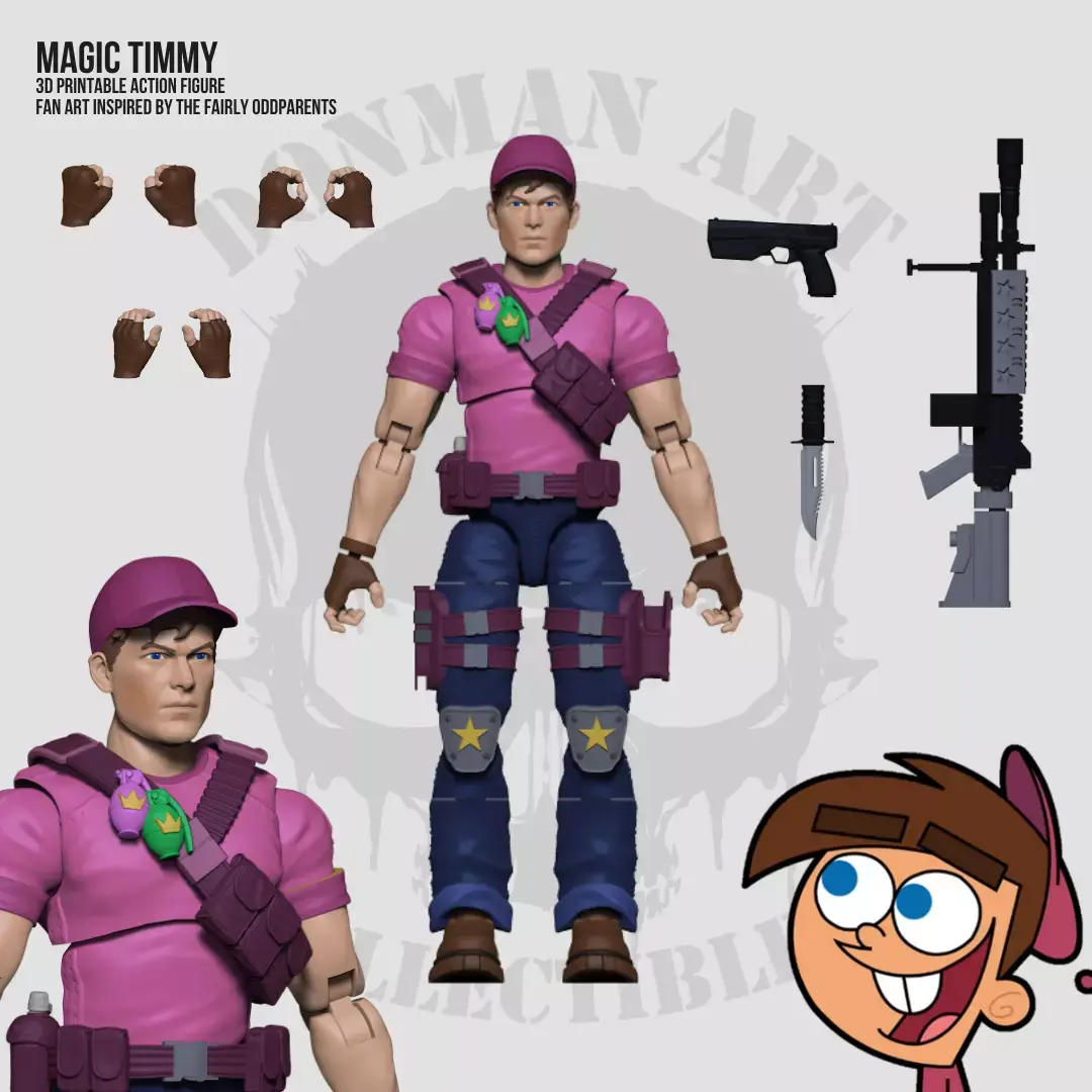 Magic Timmy Full Action Figure STL files 3D print model