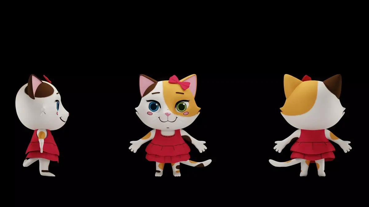 LITTLE CUTE CARTOON CAT 3D MODEL Low-poly 3D model